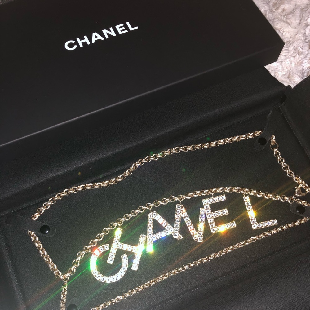 New Crystal CHA-NEL Chanel Letters Belt